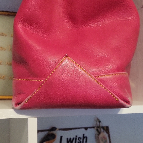 Authentic Dooney & Bourke Lrg Tote Pink Fuchsia Smooth Leather Handbag - Picture 5 of 13